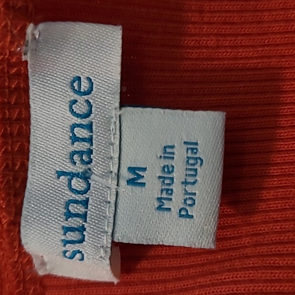 Sundance Deep Orange Cotton Ribbed 3/4 Button Lace Tank Top Wmns M Summer Beach - Picture 3 of 10